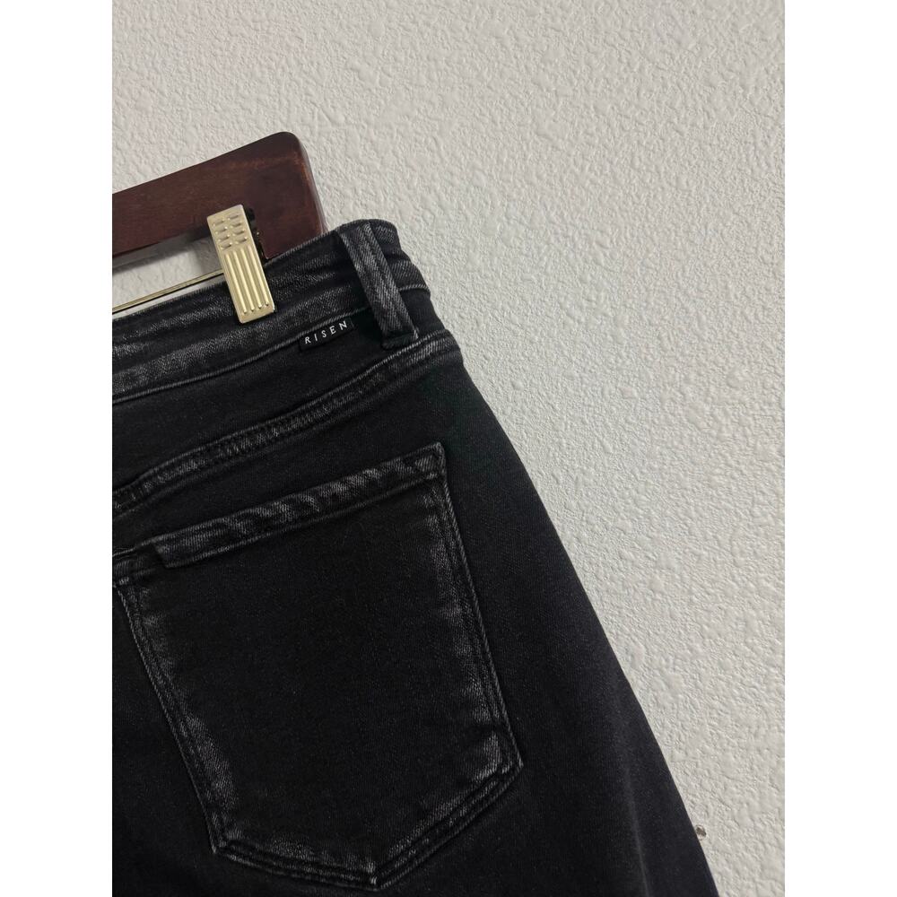 Risen High Rise Wide Leg Jeans Black Panel Seam Stretch Denim 11/30 - Picture 4 of 6